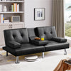 Convertible Sofa Bed Adjustable Couch Sleeper Modern Faux Leather