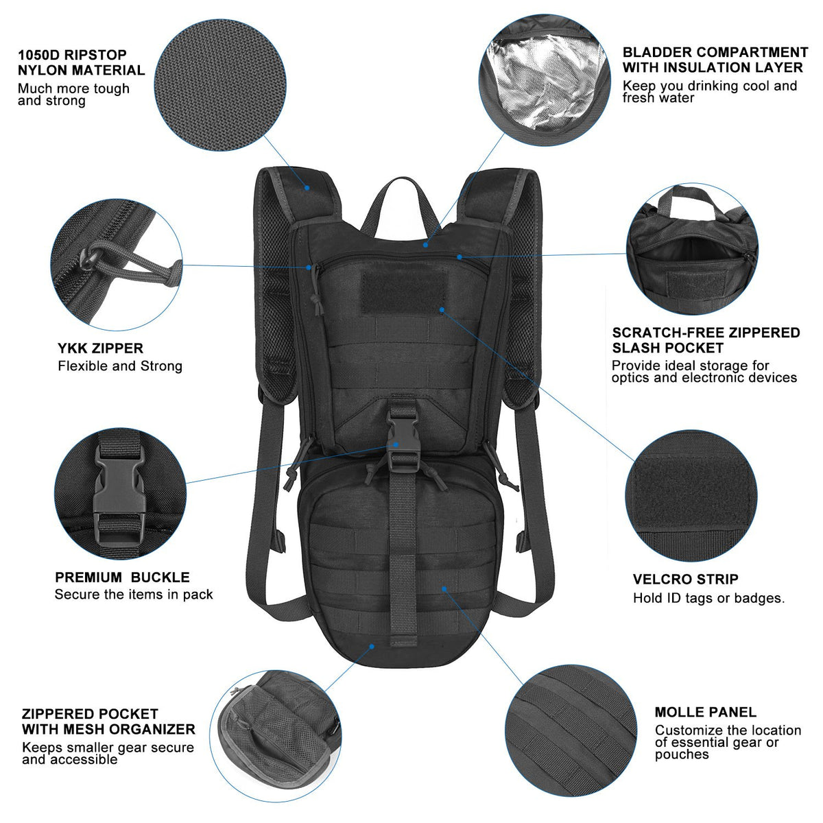 Unigear Tactical Hydration Backpack Thermal Insulation Pack with 2.5L