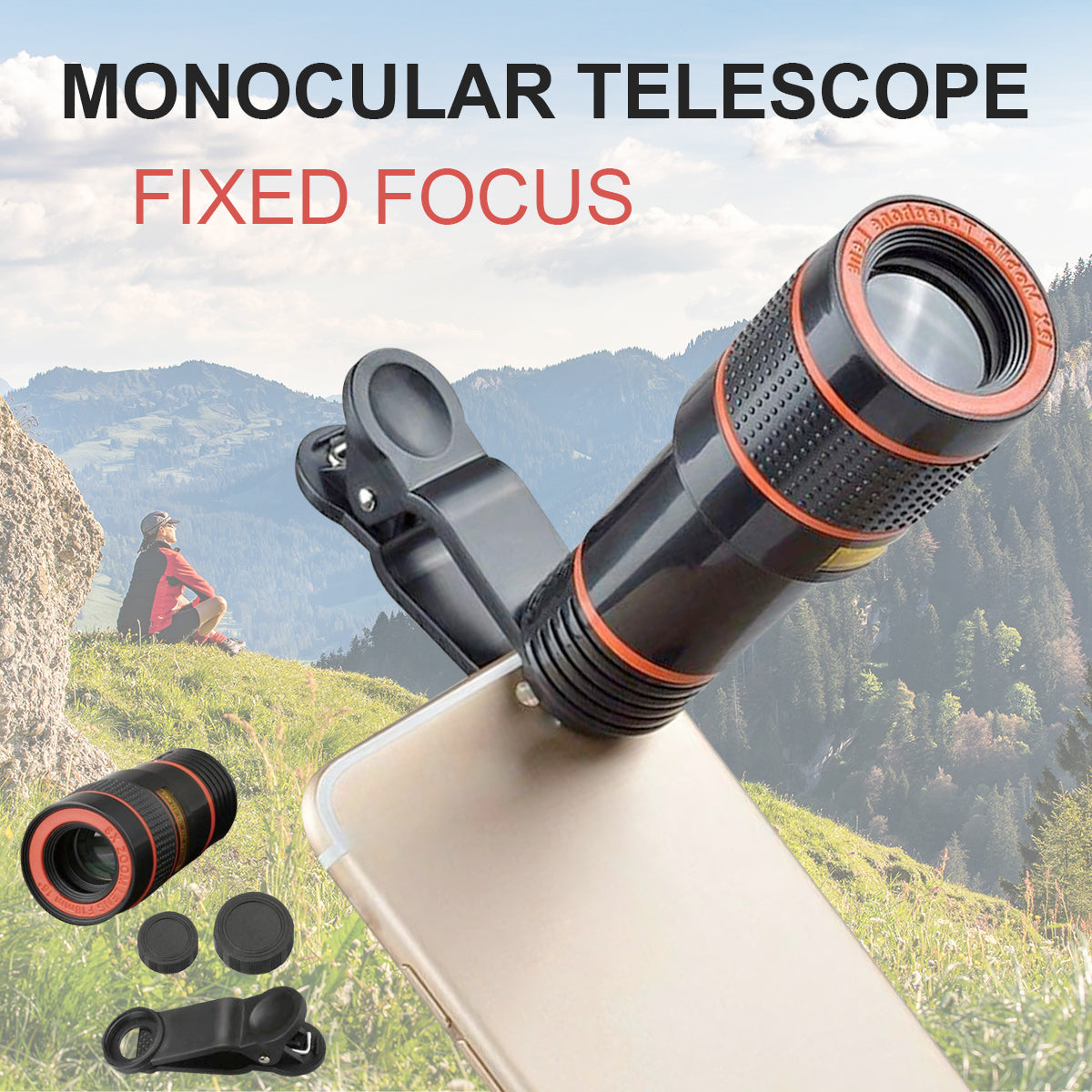 8X HD Optical Zoom Smartphone Lens with Universal Phone Clip