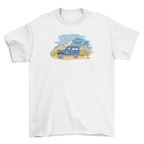 Offroad camping on mountainous landscape truck travel nature t-shirt