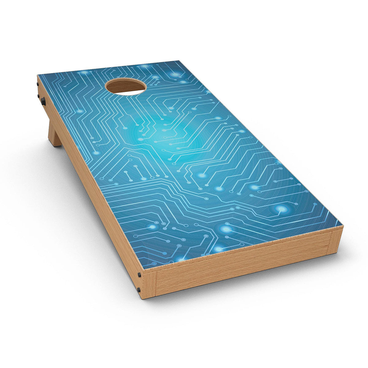 Blue Circuit Board V2 CornHole Board Skin Decal Kit