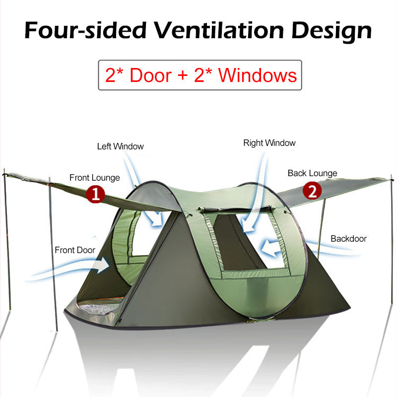 Large Capacity 4 to 5 Persons Automatic Pop Up Camping Tent